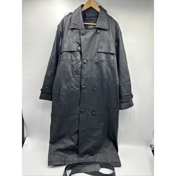 MILANO Leather Overcoat Men's Size LARGE Black Zip-in Lining Jacket